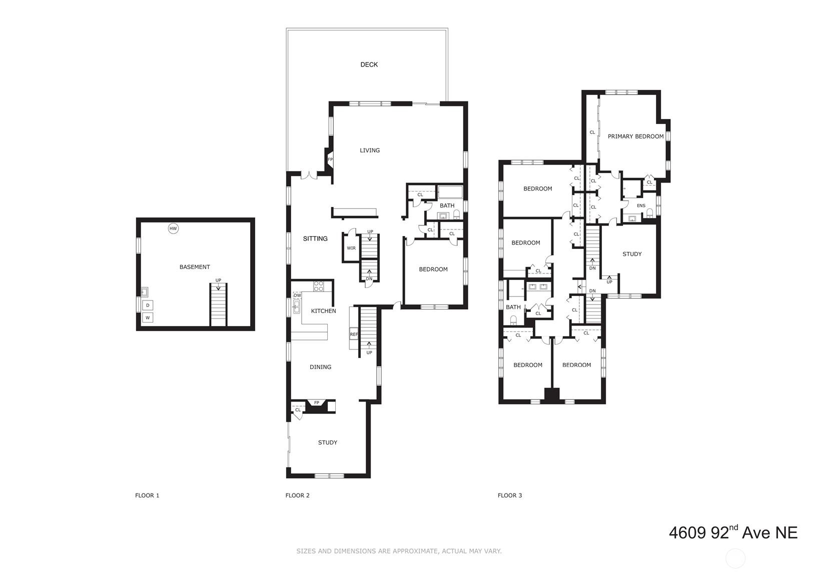 4609 92nd Avenue NE, Yarrow Point, WA 98004 | Existing floor plan. Seller has nearly-permitted plans for extensive remodel (essentially a new home).