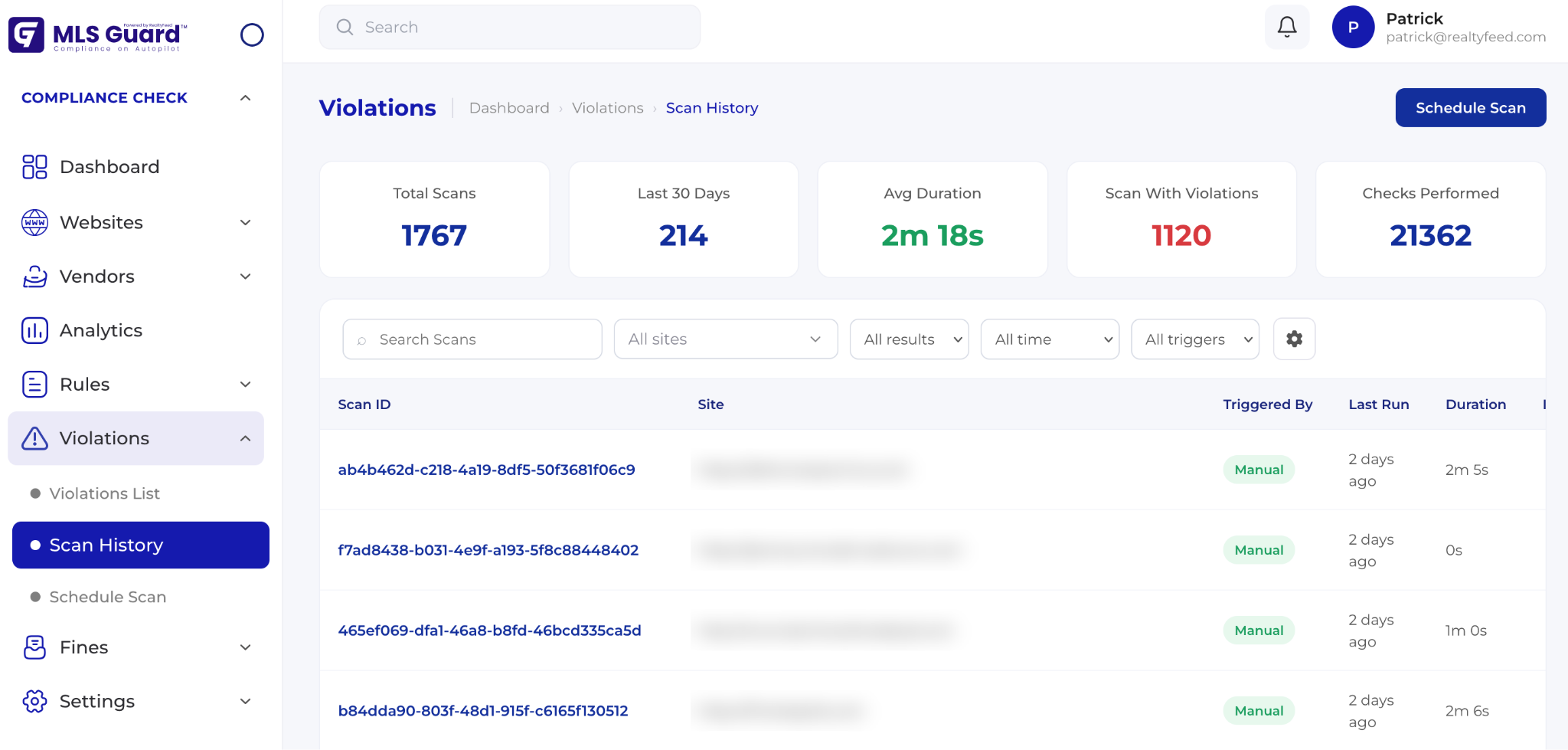 MLS Guard dashboard